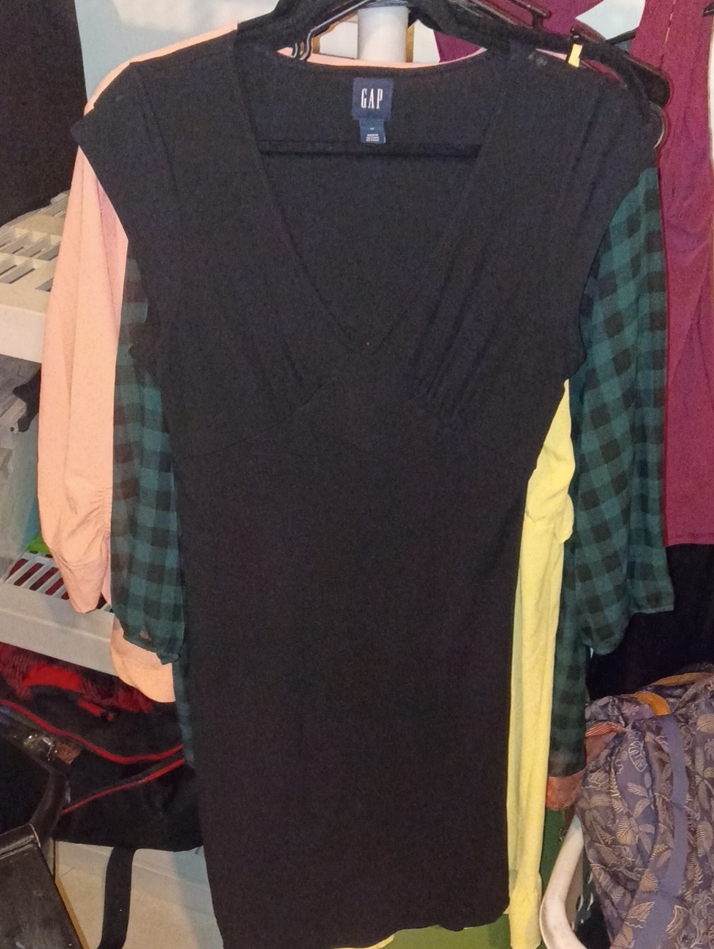 GAP Black V-Neck Midi Dress